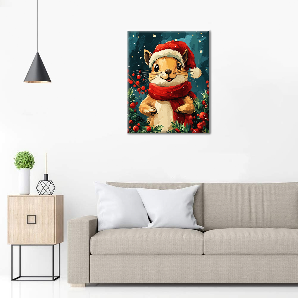 クリスマスのリス - 数字で塗り絵