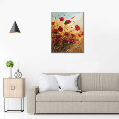 麦畑と花 - 数字で塗り絵