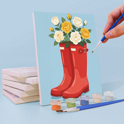 靴の中の花 - 数字塗り絵ミニアート