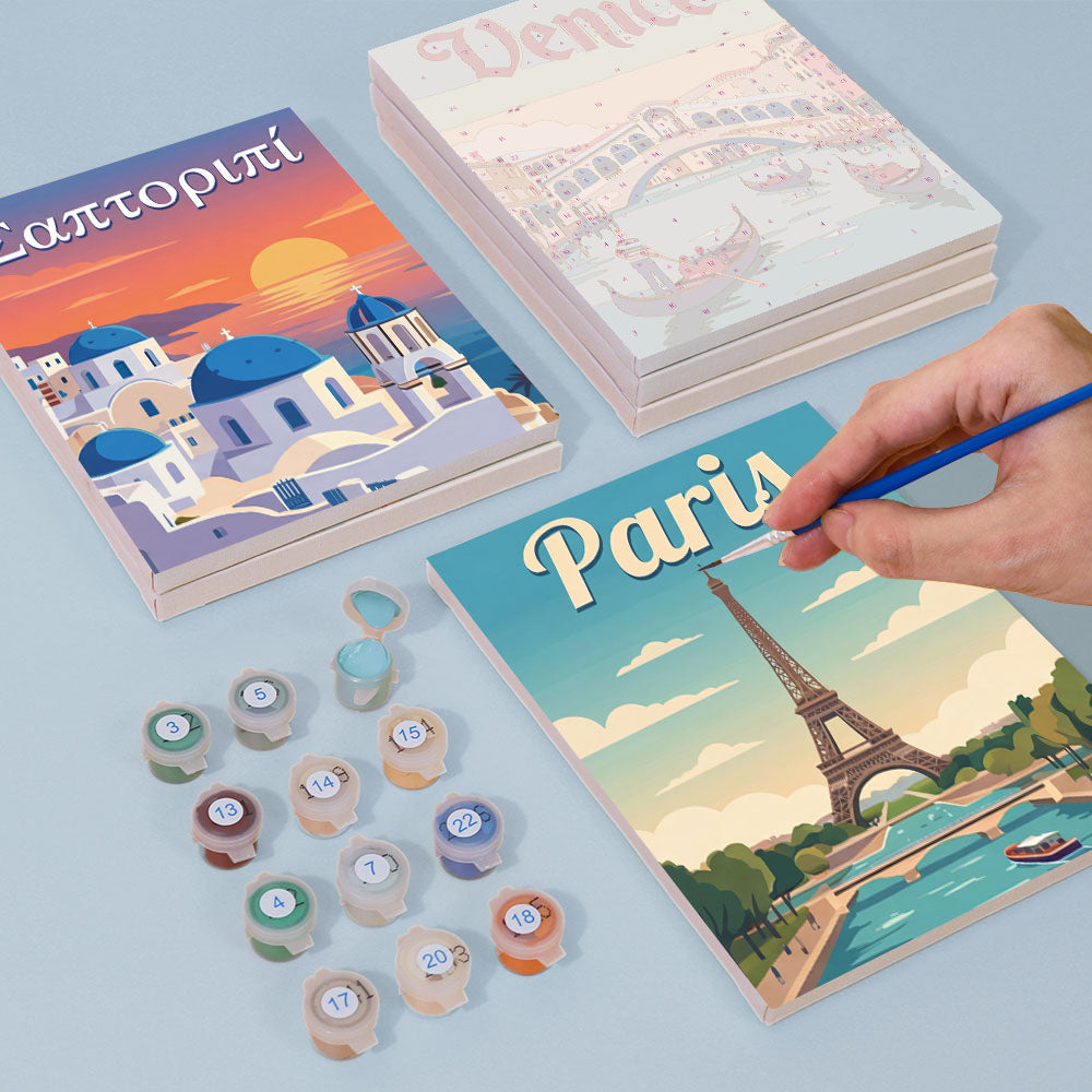 有名な建物 - 数字塗り絵ミニアート