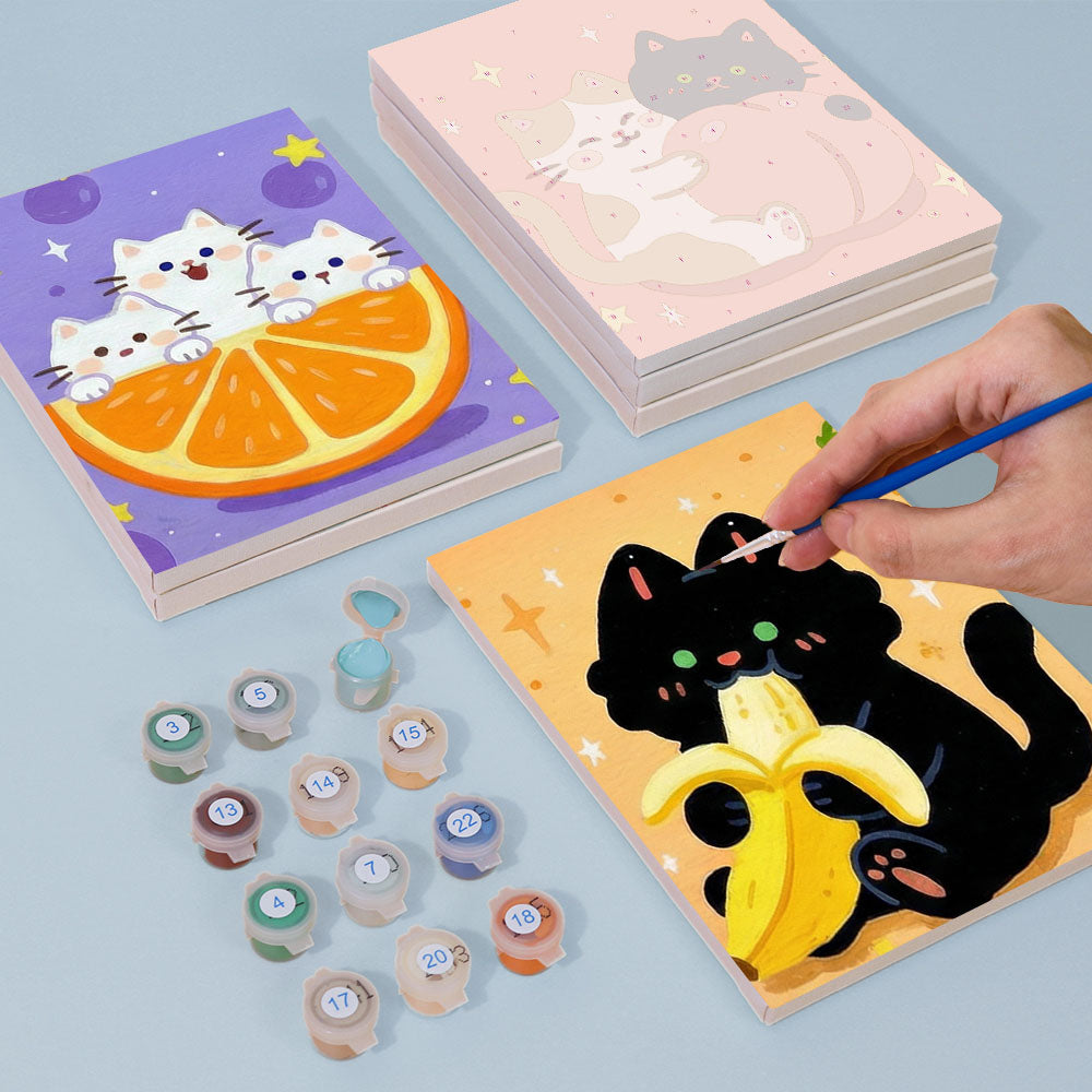 子猫とフルーツ - 数字塗り絵ミニアート