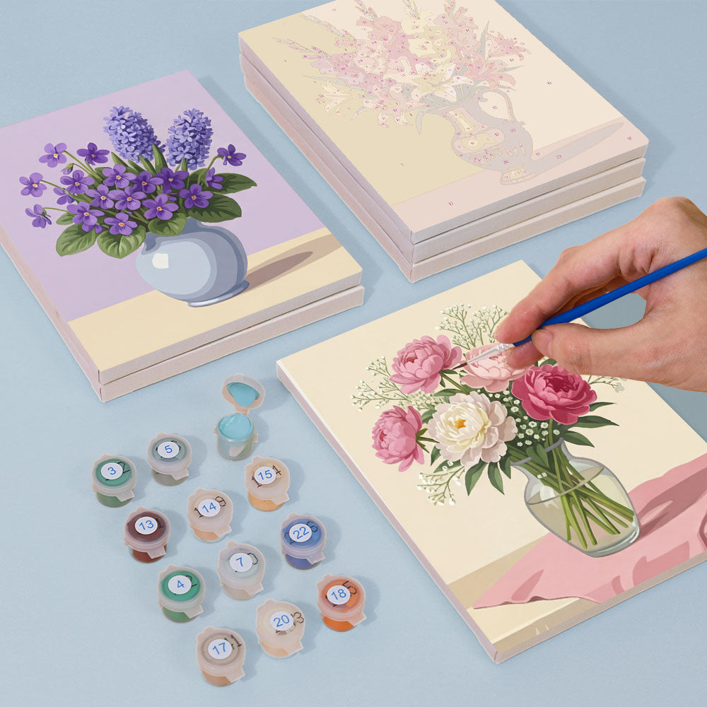 花瓶の花 - 数字塗り絵ミニアート