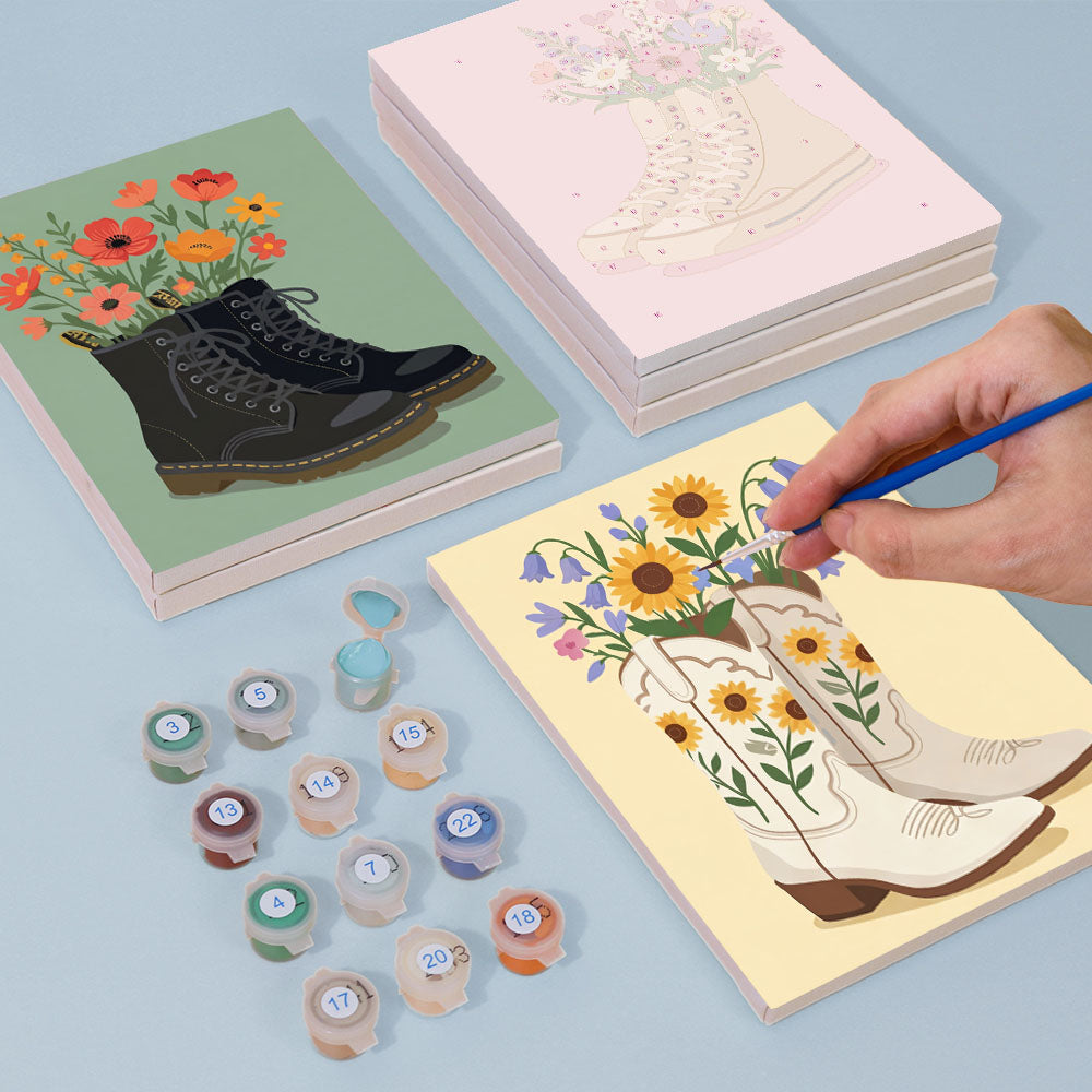 靴の中の花 - 数字塗り絵ミニアート