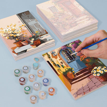 花開く扉 - 数字塗り絵ミニアート