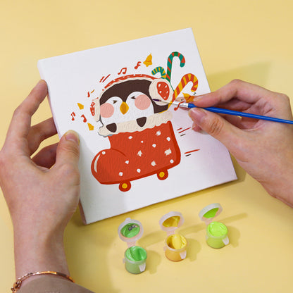 クリスマスペンギン - 数字塗り絵ミニアート