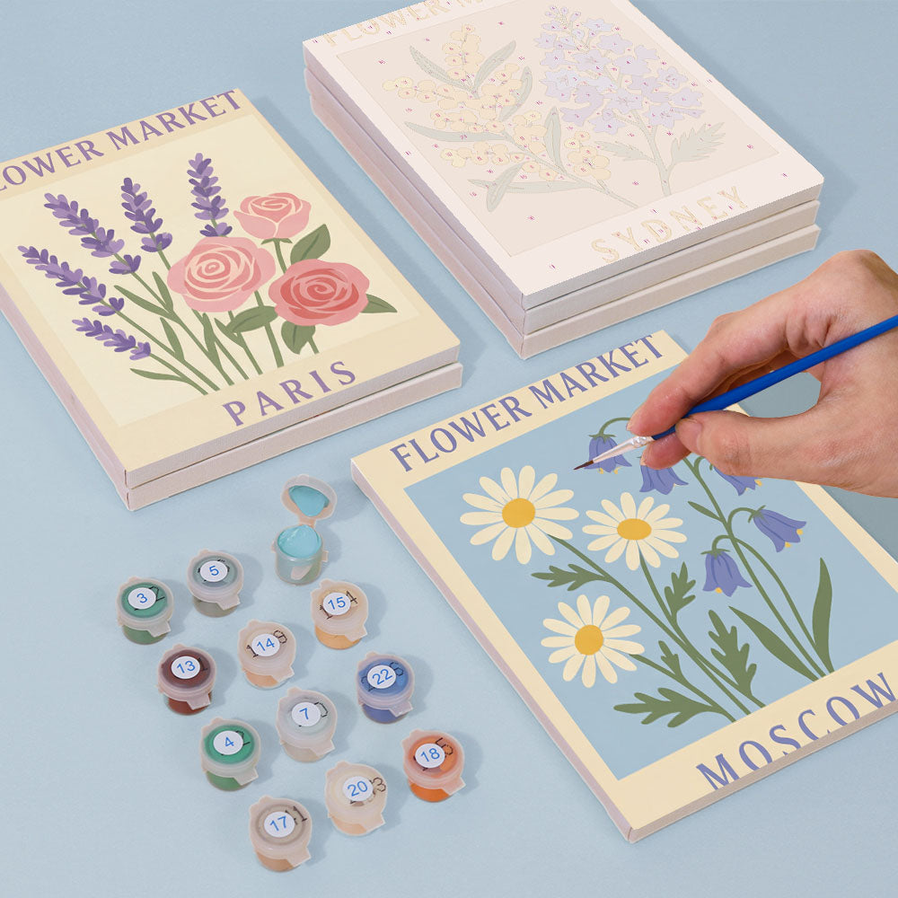 世界の花市場 - 数字塗り絵ミニアート
