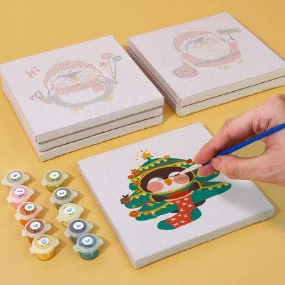クリスマスペンギン - 数字塗り絵ミニアート