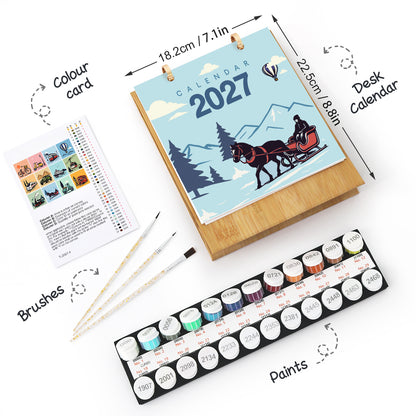 ヴィンテージトラベル-2027年ぬり絵カレンダー