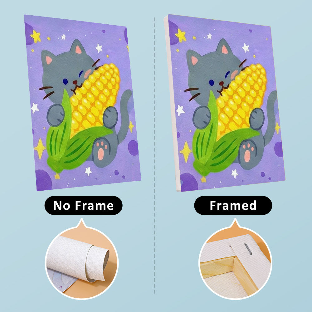 子猫とフルーツ - 数字塗り絵ミニアート