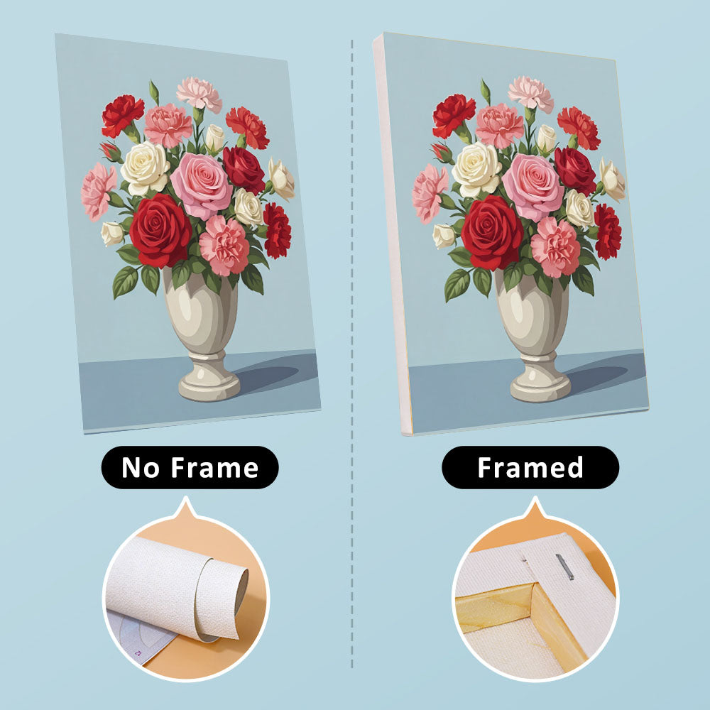 花瓶の花 - 数字塗り絵ミニアート