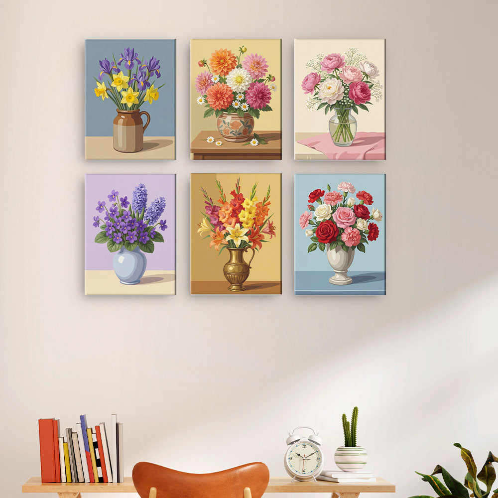 花瓶の花 - 数字塗り絵ミニアート