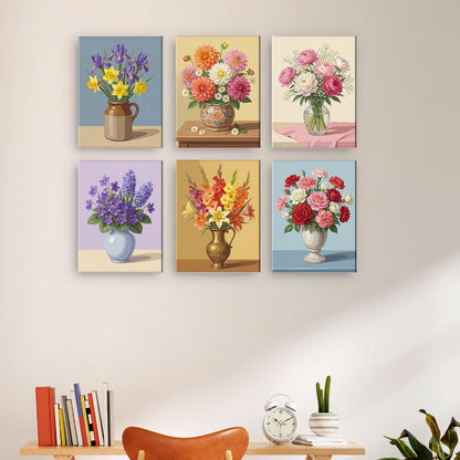 花瓶の花 - 数字塗り絵ミニアート