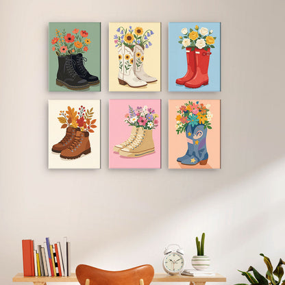 靴の中の花 - 数字塗り絵ミニアート