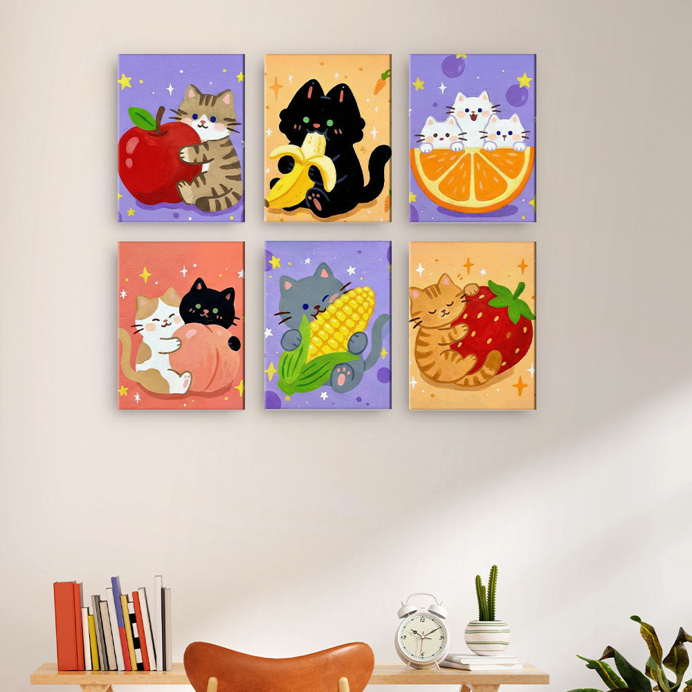 子猫とフルーツ - 数字塗り絵ミニアート