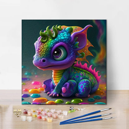 かわいい小さなドラゴン - 数字で塗り絵