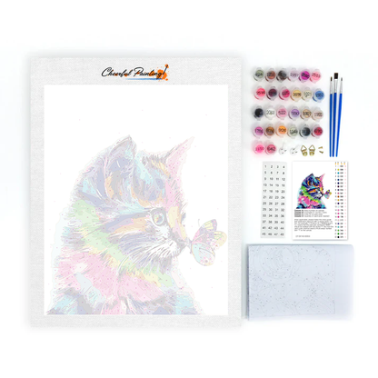 猫と蝶 - 数字で塗り絵