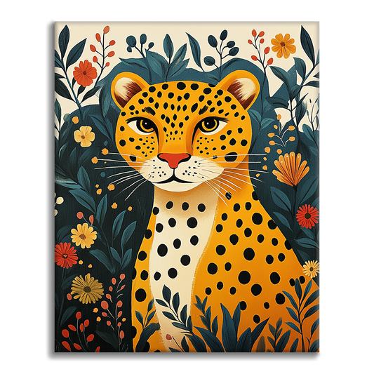 ジャングルヒョウ - 数字で塗り絵