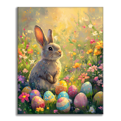 庭のウサギ - 数字で塗り絵