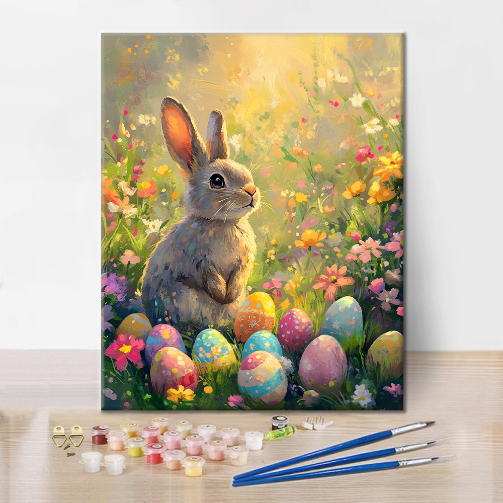 庭のウサギ - 数字で塗り絵