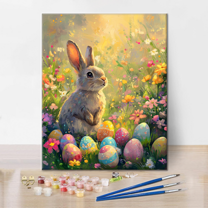 庭のウサギ - 数字で塗り絵