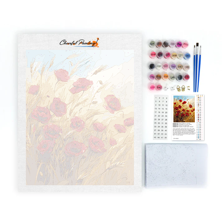 麦畑と花 - 数字で塗り絵