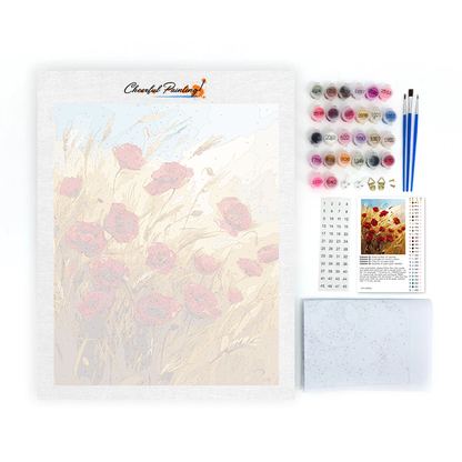 麦畑と花 - 数字で塗り絵