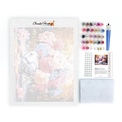 牡丹の花瓶 - 数字で塗り絵