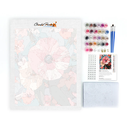 自然の調和の中で咲くピンクの花 - 数字で塗り絵