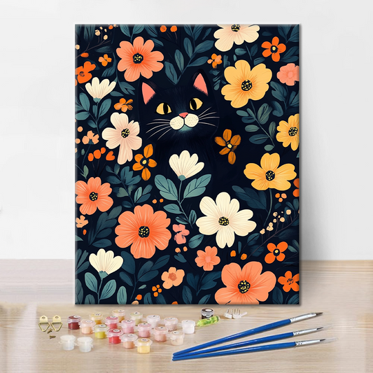 かくれんぼ黒猫 - 数字で塗り絵