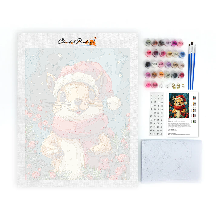 クリスマスのリス - 数字で塗り絵