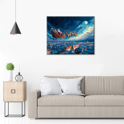 真夜中のそり乗り – 数字で塗り絵