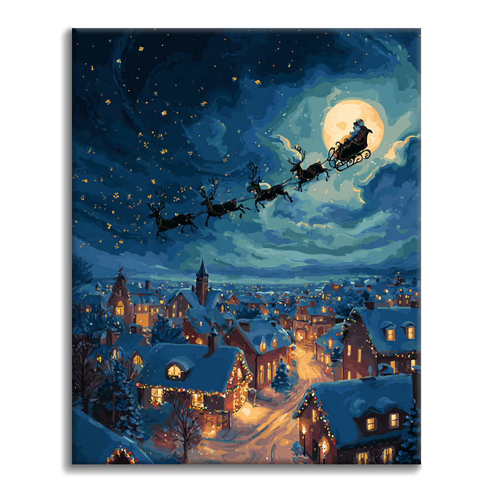 サンタが贈り物を配る – 数字で塗り絵