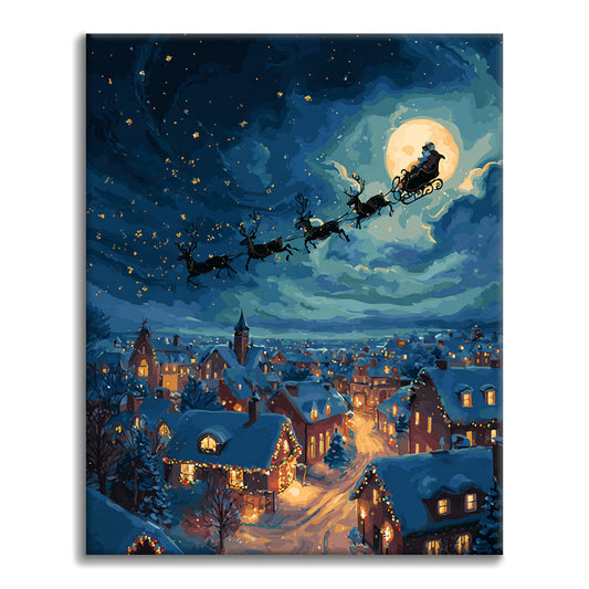 サンタが贈り物を配る – 数字で塗り絵