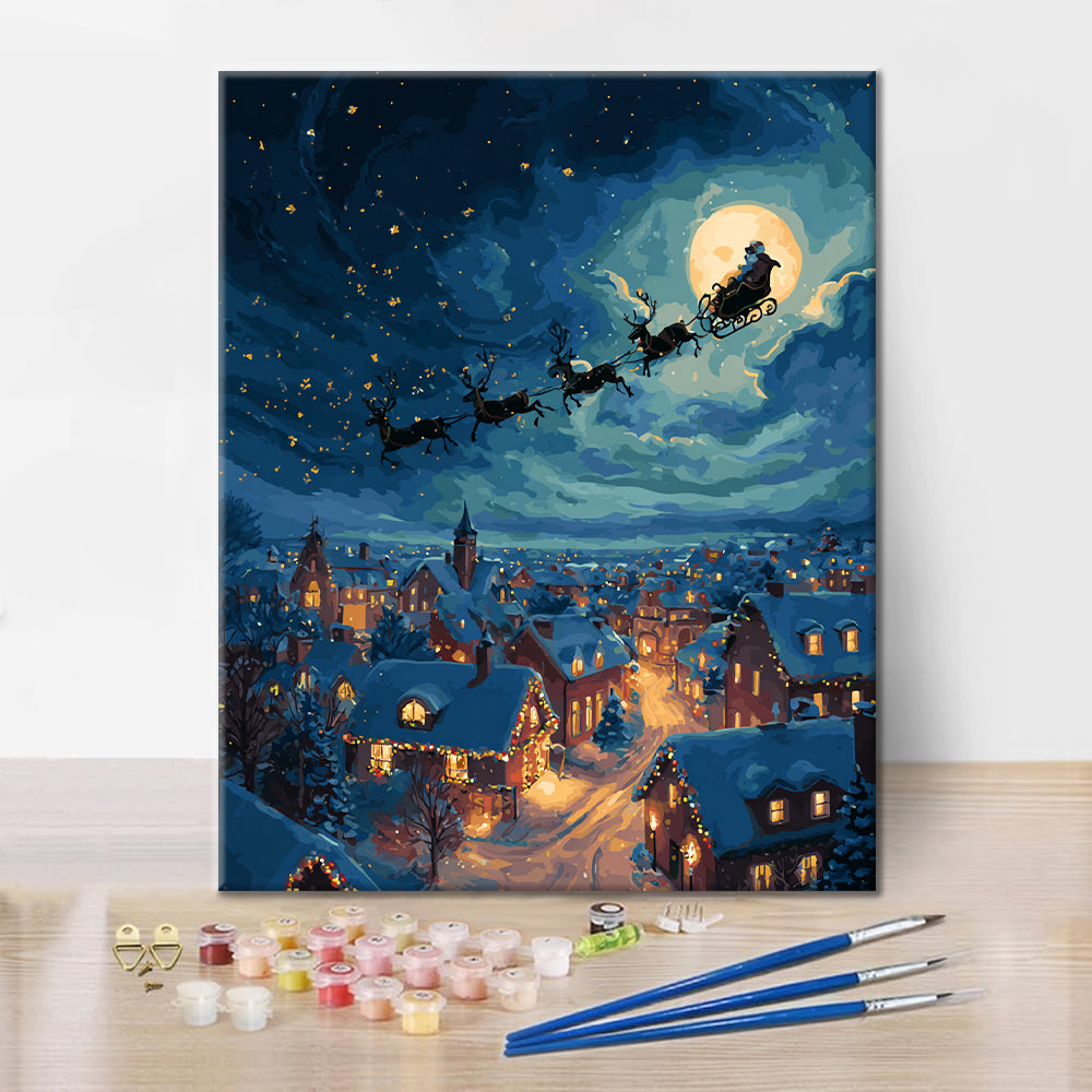 サンタが贈り物を配る – 数字で塗り絵