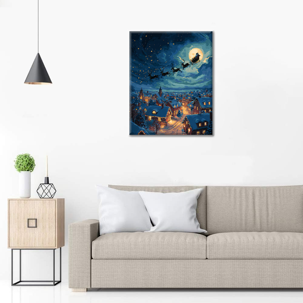 サンタが贈り物を配る – 数字で塗り絵