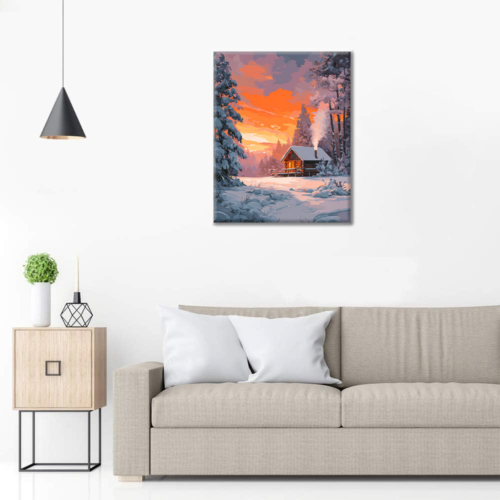 ウィンターキャビン – 数字で塗り絵