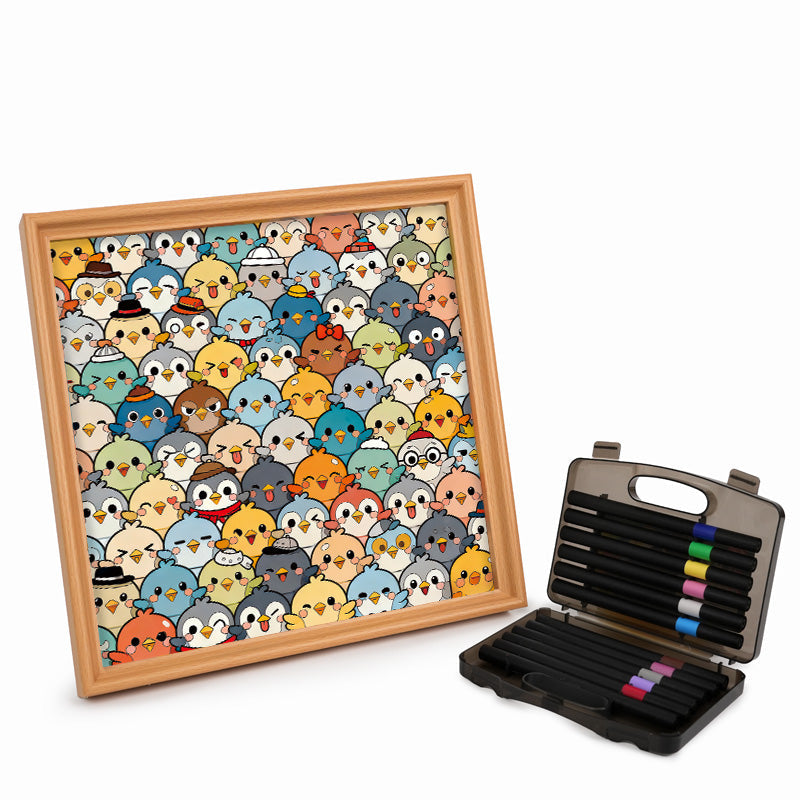 鳥 - 木製ぬりえパズル