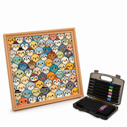 鳥 - 木製ぬりえパズル