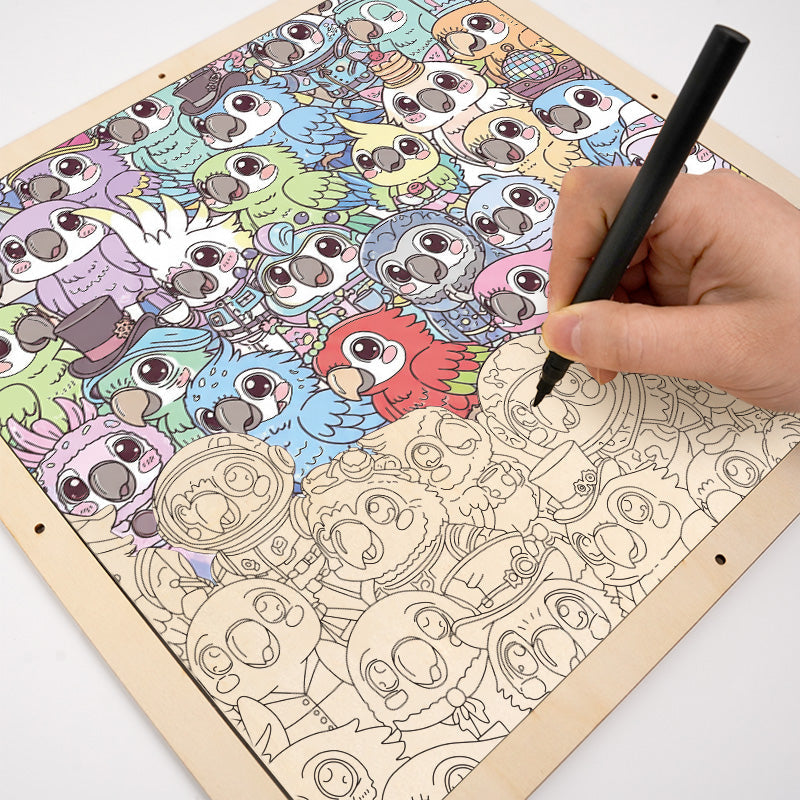 セキセイインコ - 木製ぬりえパズル