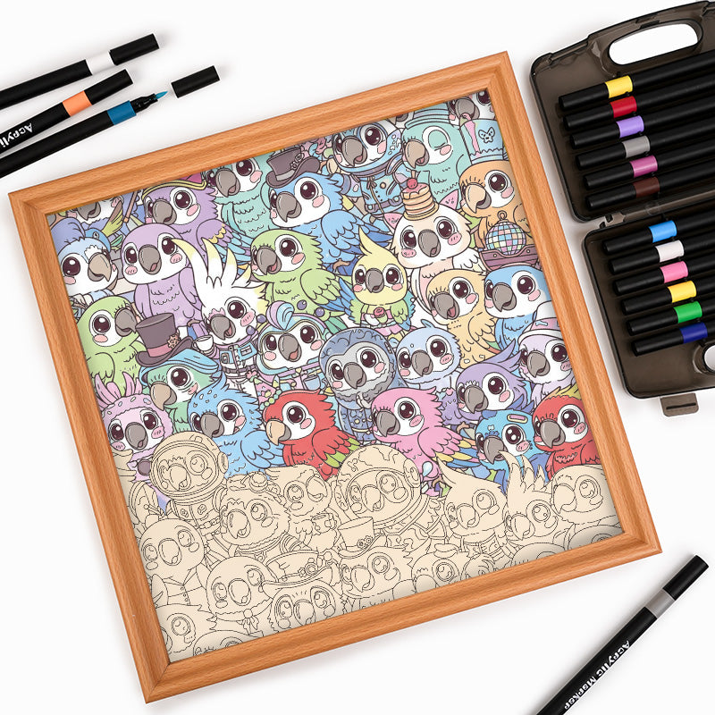 セキセイインコ - 木製ぬりえパズル