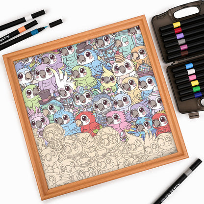 セキセイインコ - 木製ぬりえパズル