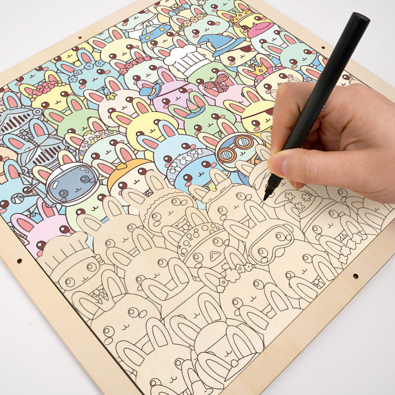 バニー - 木製ぬりえパズル