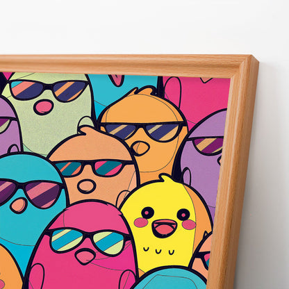 クールな鳥 - 木製ぬりえパズル