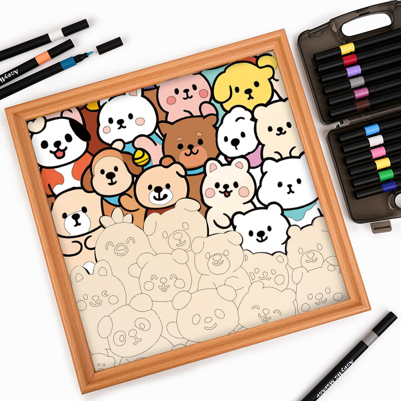 森の仲間たち - 木製ぬりえパズル