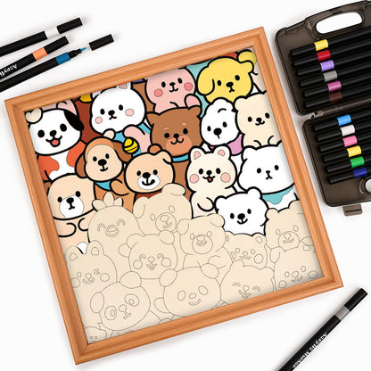 森の仲間たち - 木製ぬりえパズル