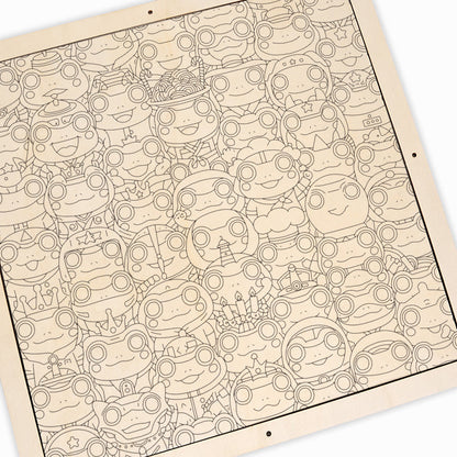 カエル - 木製ぬりえパズル