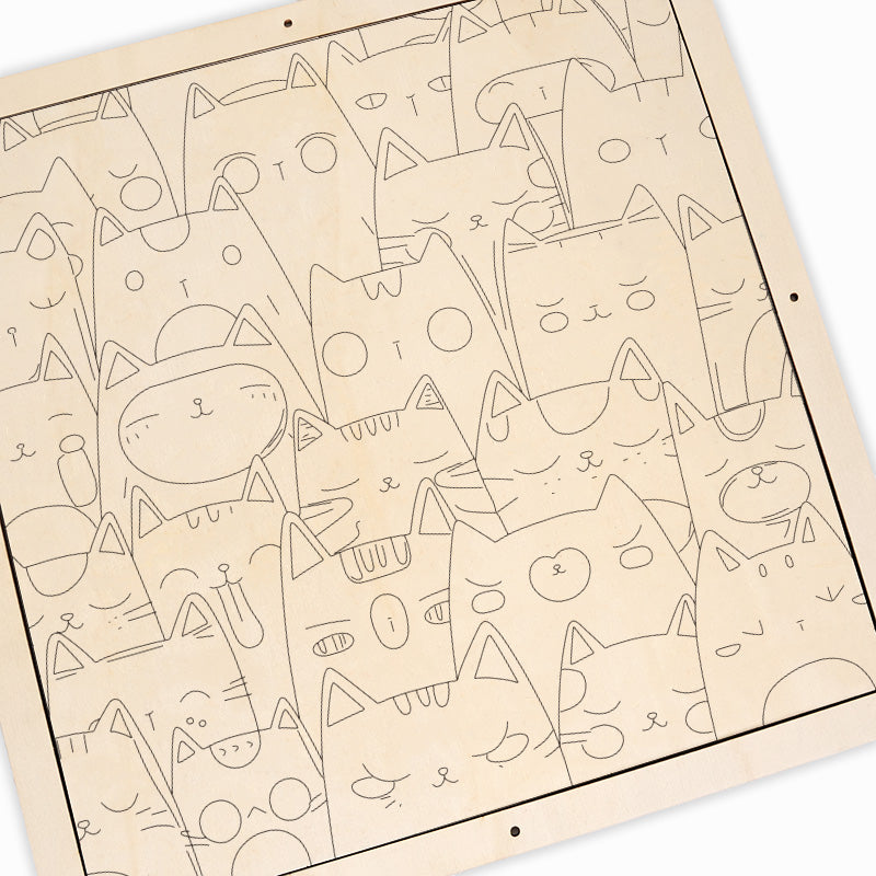ライン子猫 - 木製ぬりえパズル