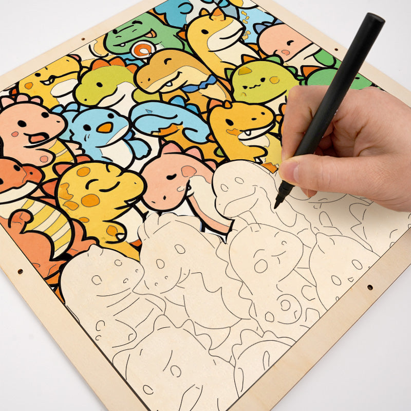 リトルドラゴン - 木製ぬりえパズル