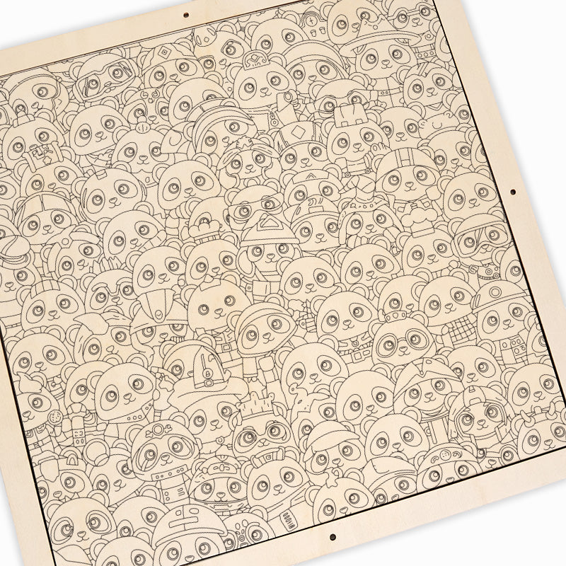 パンダ - 木製ぬりえパズル