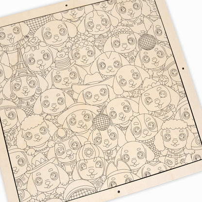 子犬 - 木製ぬりえパズル